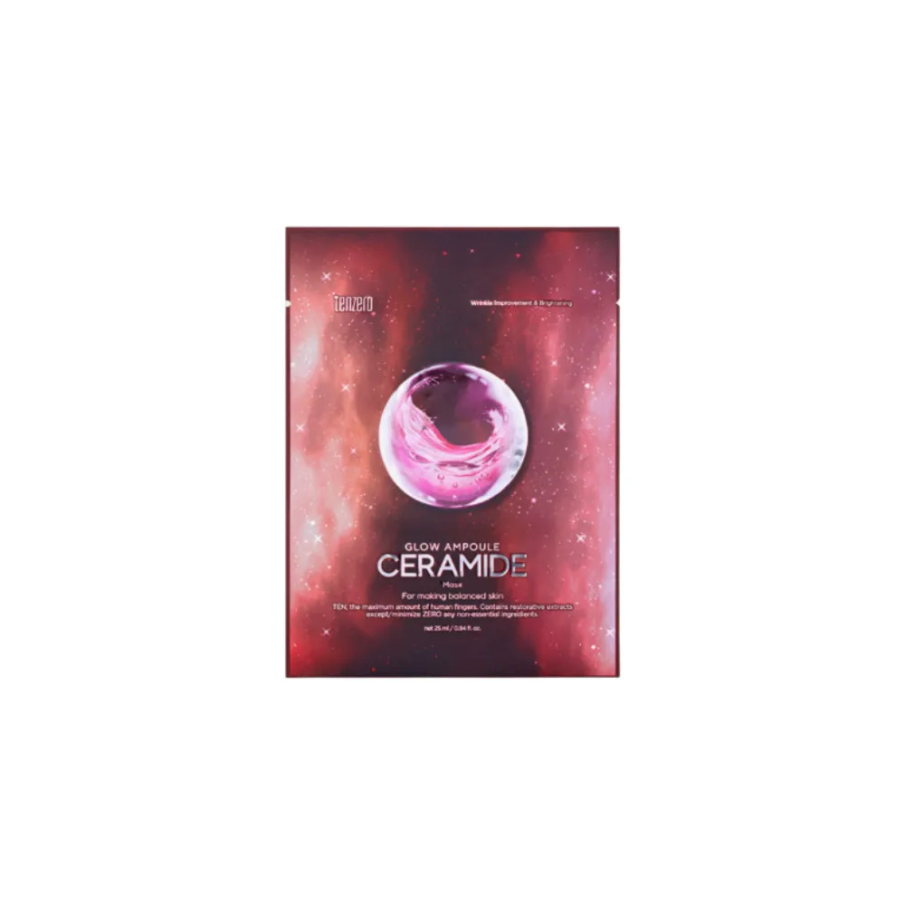 [TENZERO] ШТУКА Тканевая маска для лица балансирующая с церамидами GLOW AMPOULE CERAMIDE MASK, 25 мл*10 шт БК