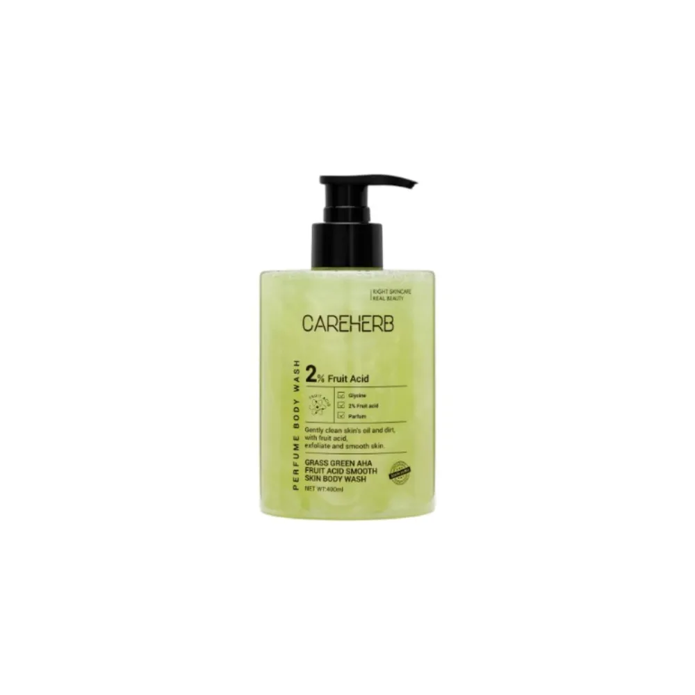 [CAREHERB] Гель для душа с AHA кислотами «Изумрудное наслаждение» Grass Green AHA Fruit Acid Sooth Skin Body Wash,  400 мл БК