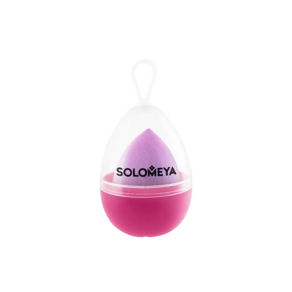 [SOLOMEYA] Спонж для макияжа большой двусторонний Фиолетовый градиент Large Drop Double-ended blending Purple, 1 шт