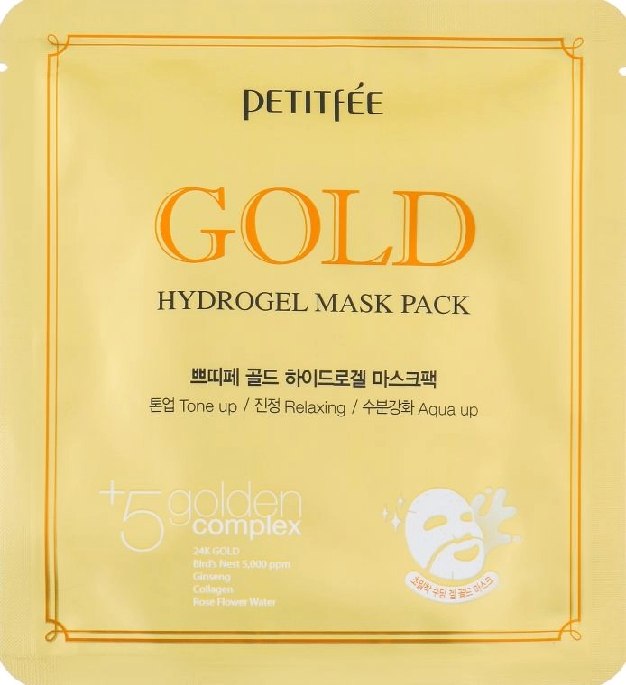 [PETITFEE] НАБОР Гидрогелевая маска для лица ЗОЛОТО Gold Hydrogel Mask Pack, 5 шт