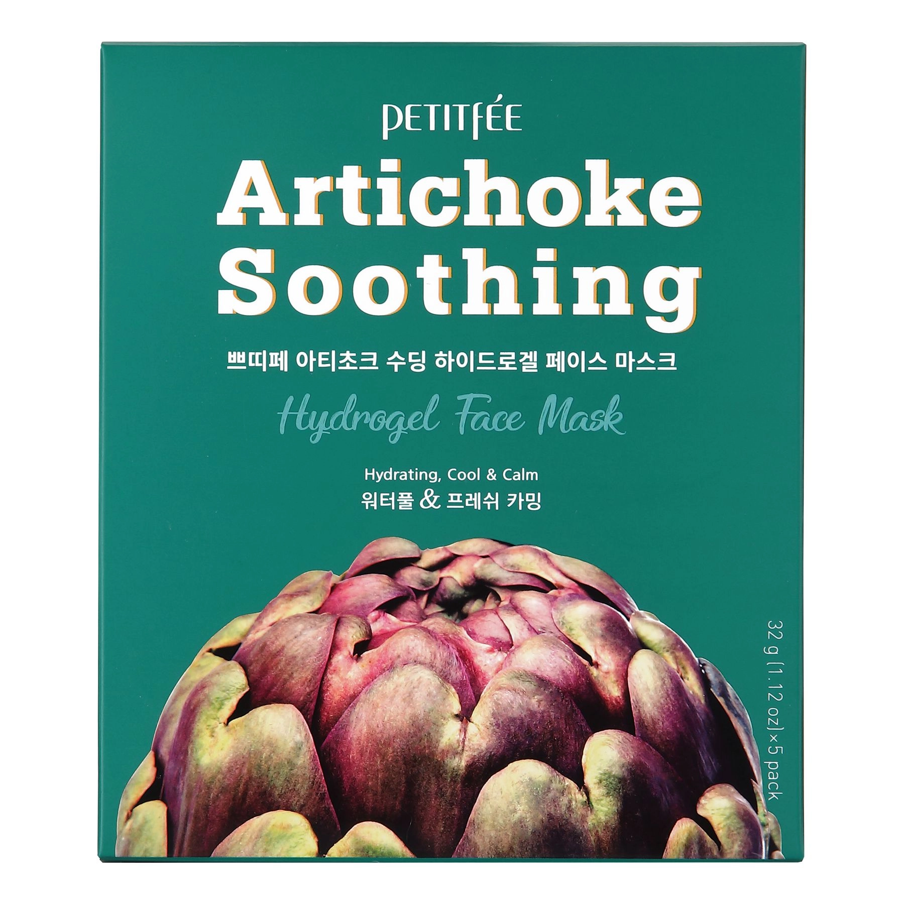 [PETITFEE] НАБОР Гидрогелевая маска для лица АРТИШОК Artichoke Soothing Hydrogel Face Mask, 5 шт