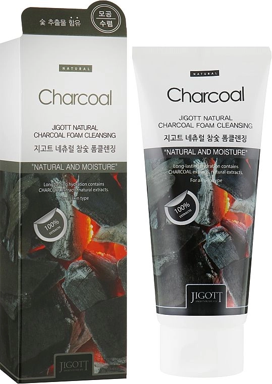 [JIGOTT] Пенка для умывания УГОЛЬ JIGOTT Natural CHARCOAL Foam Cleansing, 180 мл