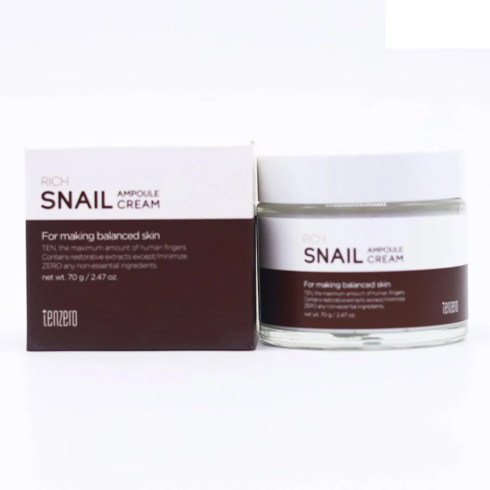 [TENZERO] Крем для лица ампульный омолаживающий с муцином улитки RICH SNAIL AMPOULE CREAM 2X, 70 гр