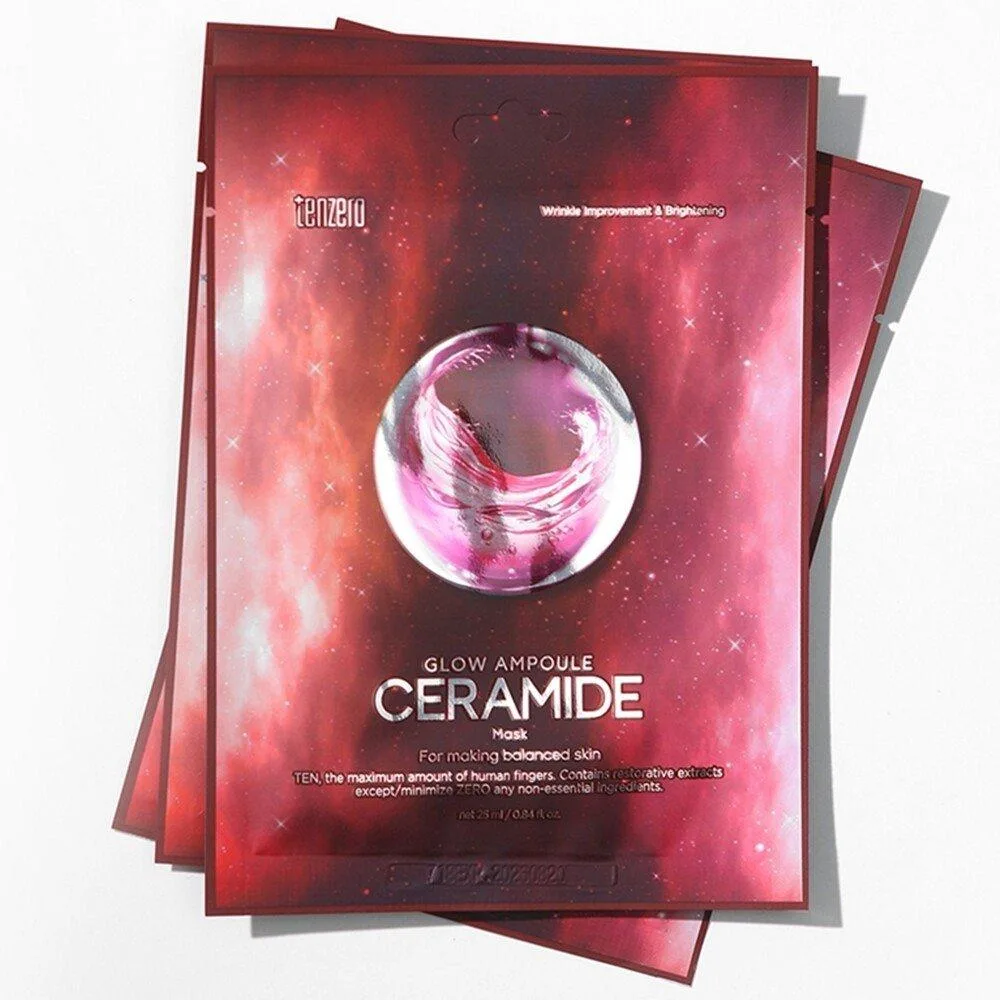 [TENZERO] Тканевая маска для лица балансирующая с церамидами GLOW AMPOULE CERAMIDE MASK, 25 мл*10 шт