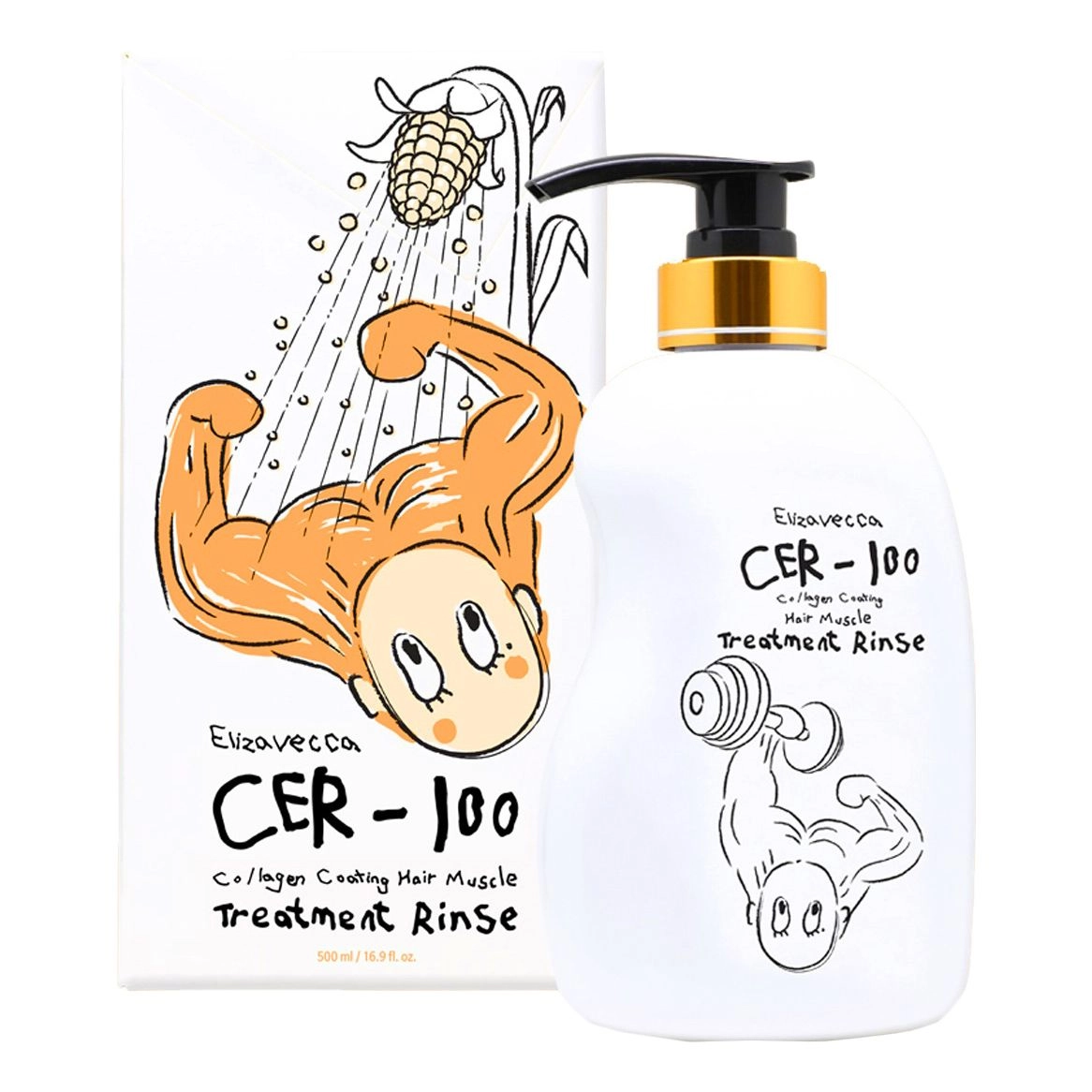 [Elizavecca] Бальзам-ополаскиватель для волос CER-100 Collagen Coating Hair Muscle Treatment Rinse, 500 мл