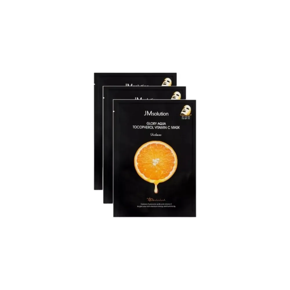 [JMSOLUTION] НАБОР Тканевая маска с токоферолом и витамином С ДЛЯ РОВНОГО ТОНА Glory Aqua Tocopherol Vitamin C Mask Plus, 10 шт*35мл БК